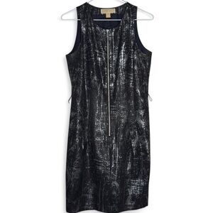 Michael Kors Black and Silver Sheath Cocktail Dress